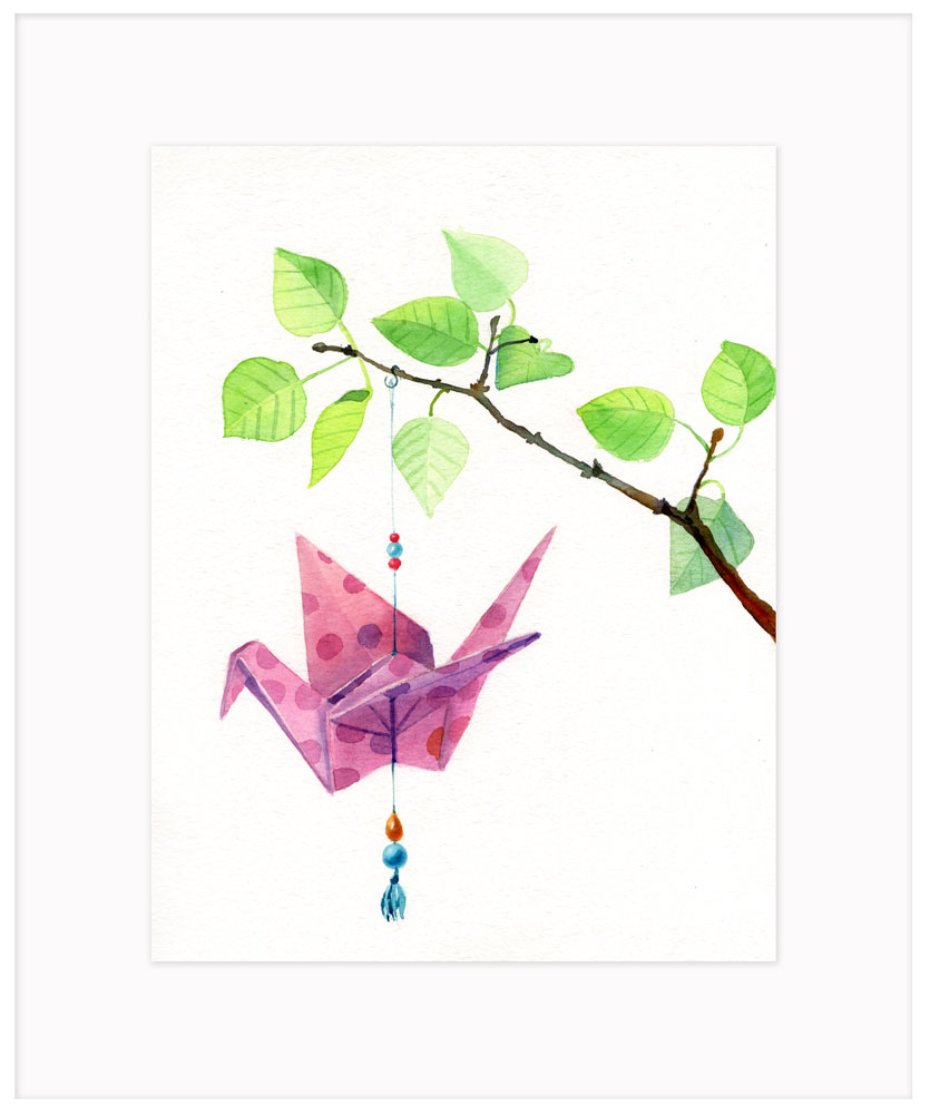 Origami Crane :: Original Watercolor