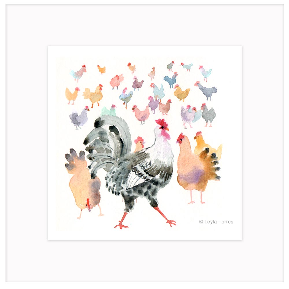 Rooster and Hens :: Limited-Edition Print