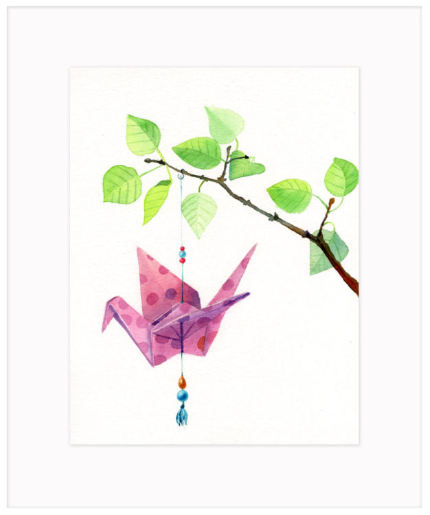 Origami Crane -Watercolor Art