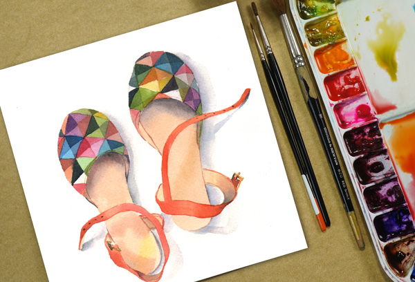 How to Paint Sandals in Watercolor post image